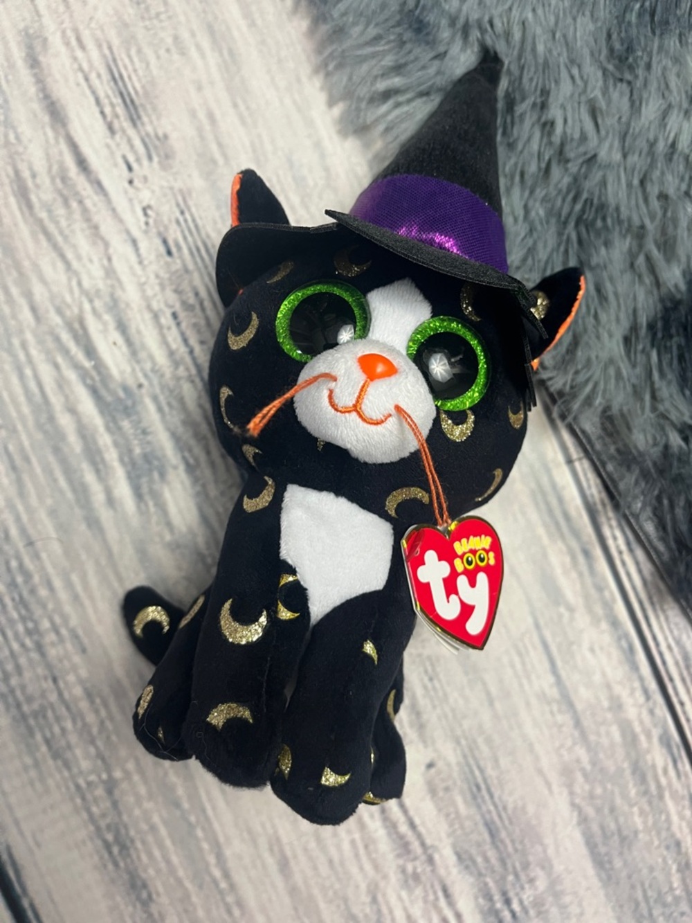 Ty Black Cat Pandora with Witch Hat